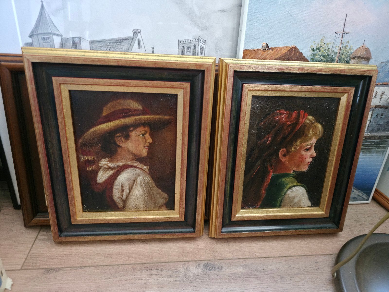 Twee klassieke portretten van kinderen, olieverf op paneel, Antiek en Kunst, Ophalen of Verzenden, Handgeschilderd, Olieverf, Portret of Personen