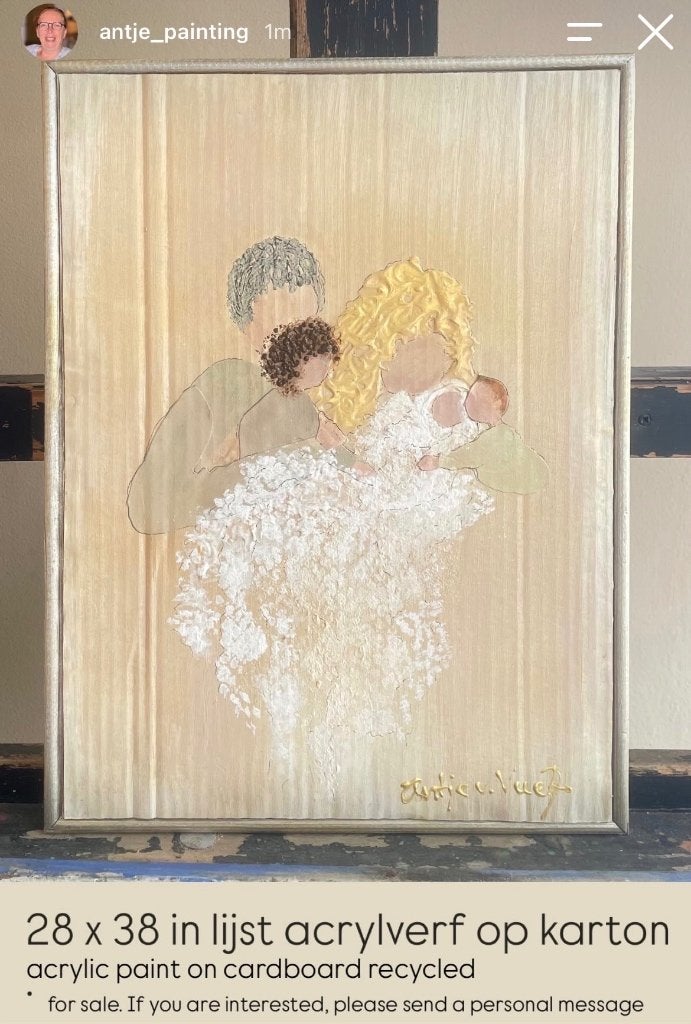Schilderij acrylverf familie / children / kraamcadeau, Antiek en Kunst, Kunst | Schilderijen | Klassiek, Ophalen of Verzenden
