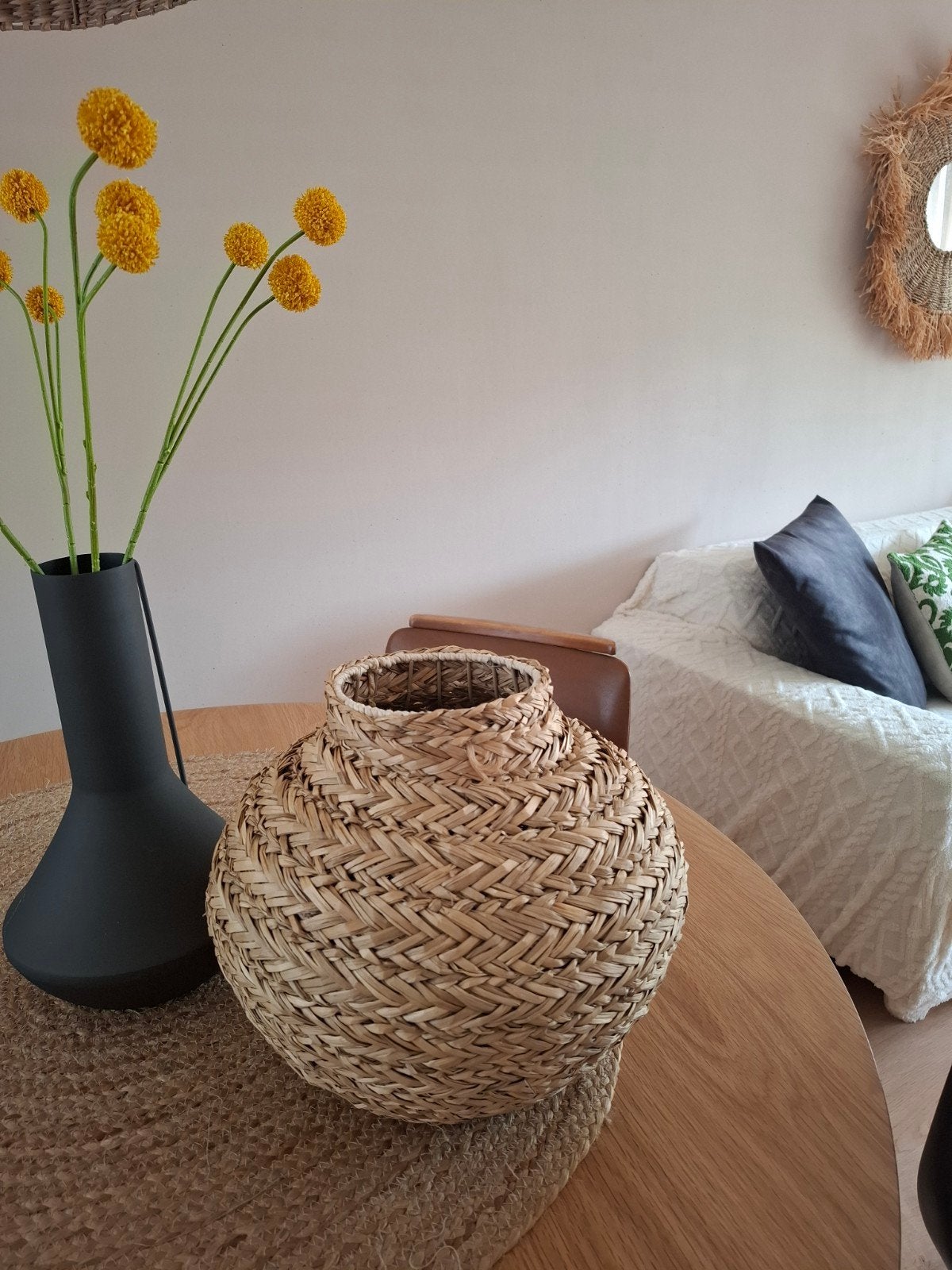 Rotan Boho vaas, Ophalen, Zo goed als nieuw, Overige kleuren, Overige materialen