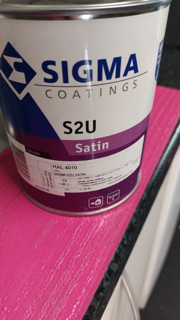 1 liter Sigma coating S2U satin Ral 4010 MAGENTA, Nieuw, Ophalen of Verzenden, Verf, Roze