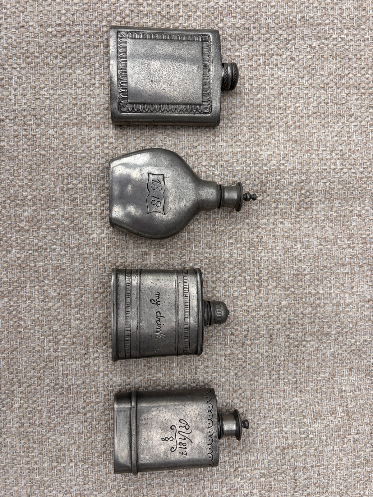 Tin (heup-) flesjes, Antiek en Kunst, Ophalen of Verzenden