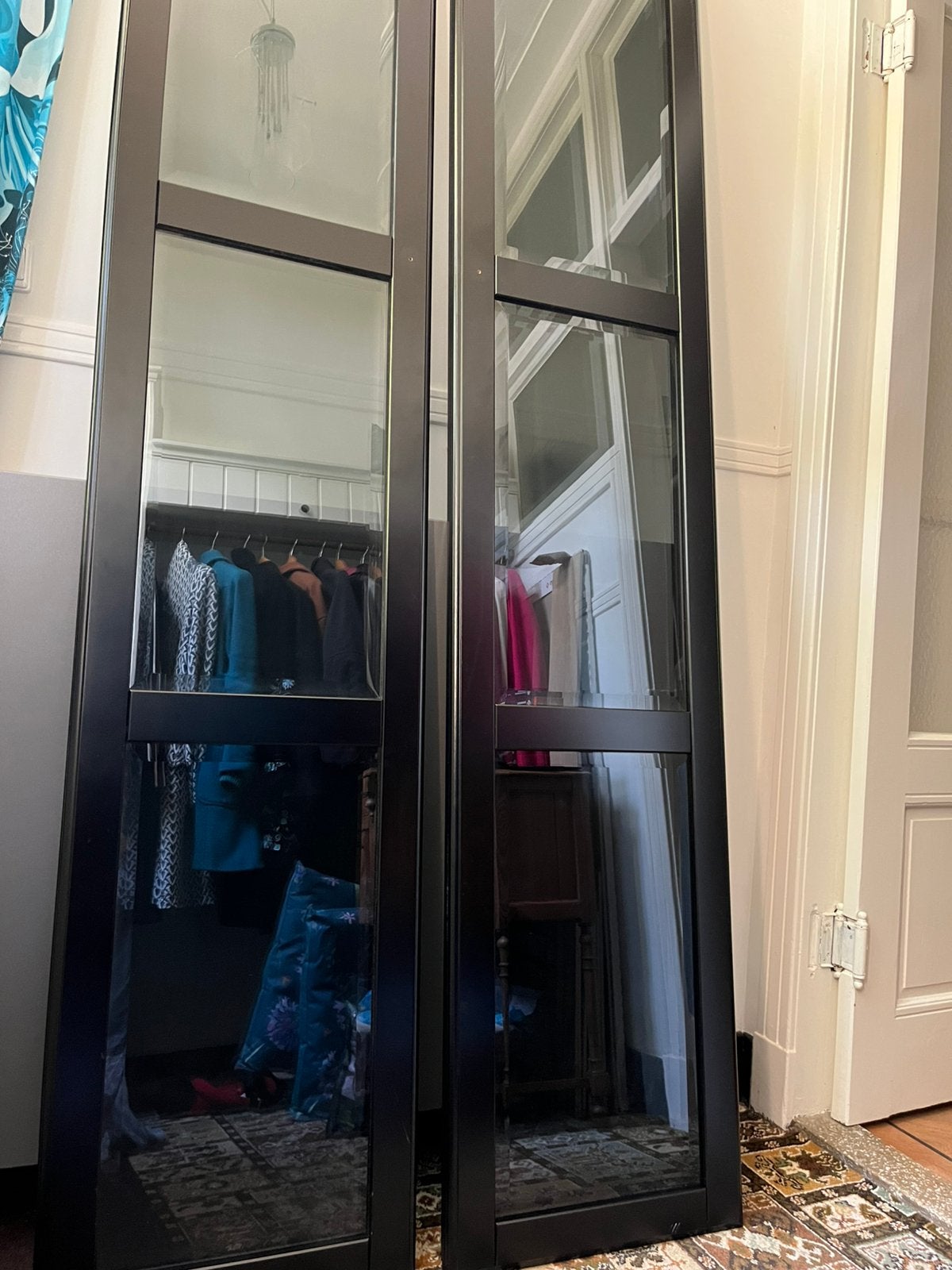 5 IKEA PAX UNDREDAL 49x229 cm zwart/bruin met rookglas, Ophalen, Zo goed als nieuw, 50 tot 100 cm, 200 cm of meer