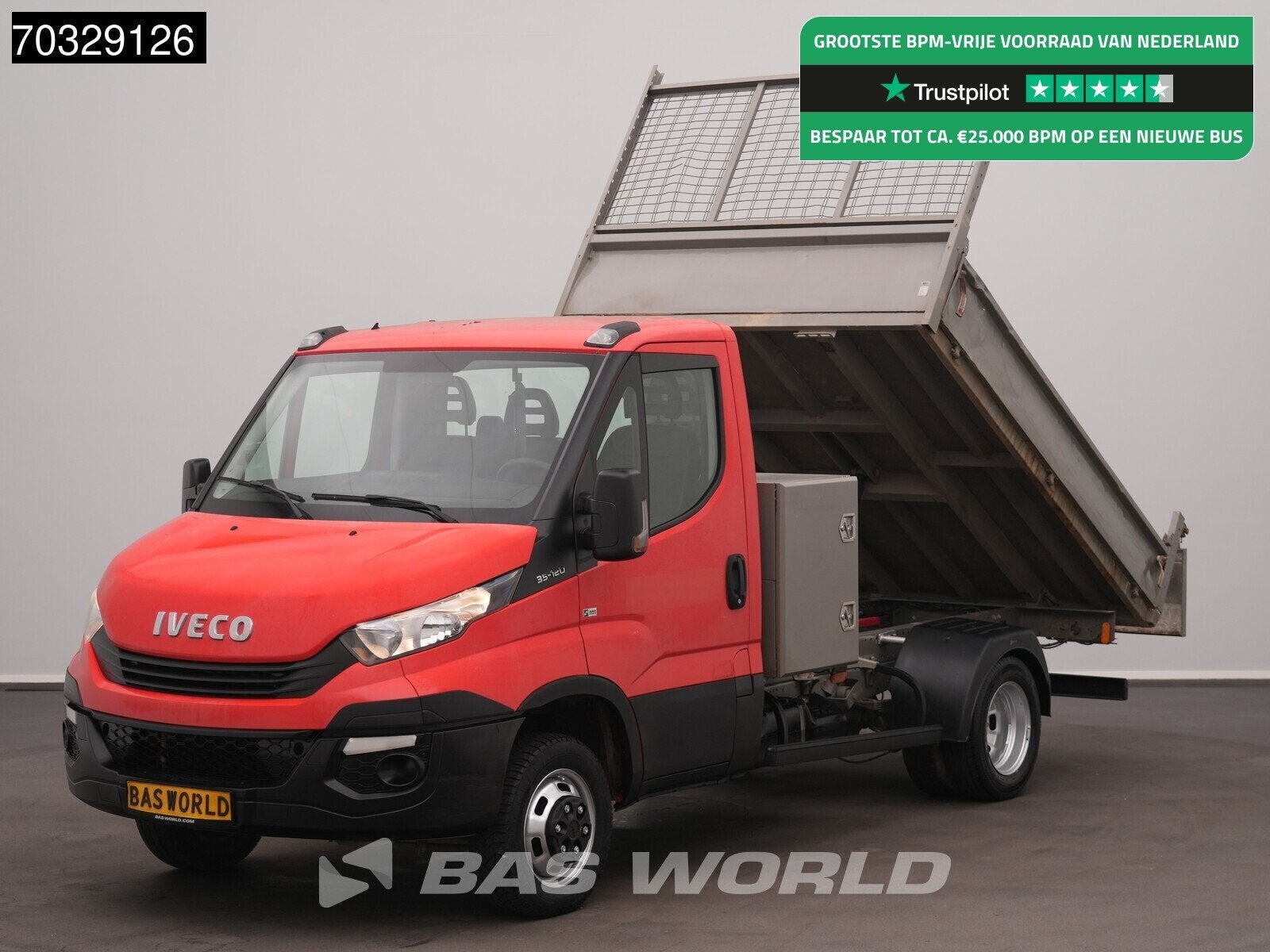 Iveco Daily 35C12 Kipper met Kist Dubbellucht 3,5t Trekhaak, Auto's, Gebruikt, Iveco, Leder, Bedrijf