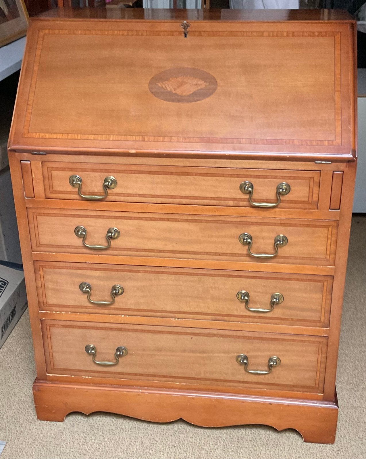 Antieke secretaire, wortelnoten fineer, Ophalen, Gebruikt