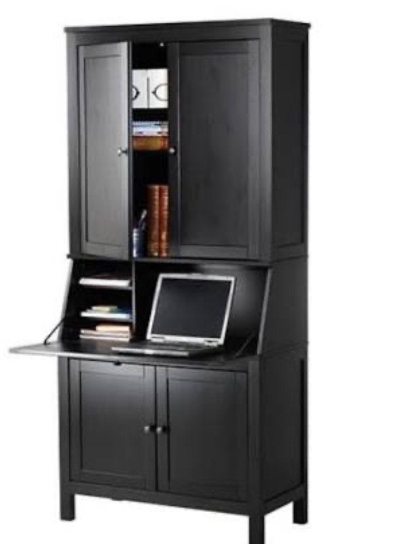Hemnes buro bureau secretair, Huis en Inrichting, Bureaus, Ophalen, Zwart, Secretaire, Zo goed als nieuw
