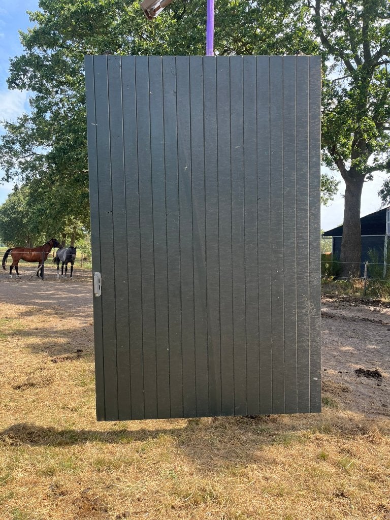 Robuuste houten schuifdeur - incl. rails, Gebruikt, Buitendeur, Schuifdeur, 200 tot 215 cm