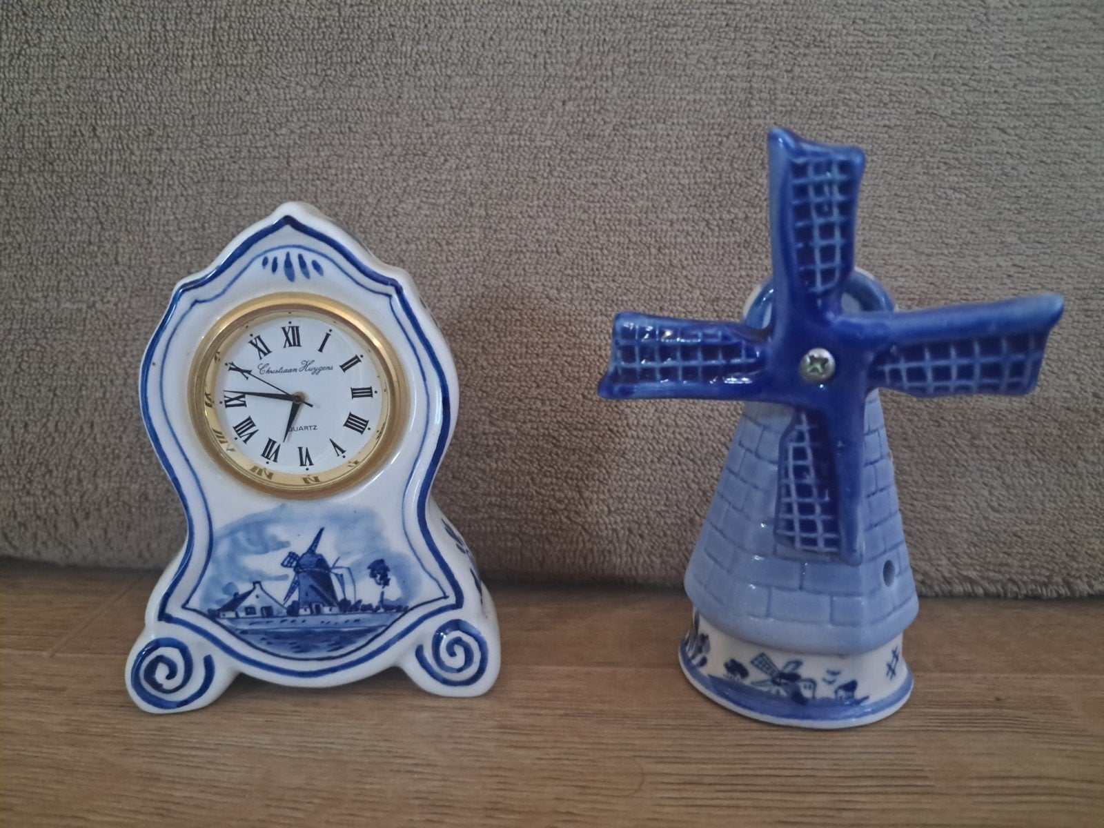 Delfs Blauwe molen en miniatuur klokje, Ophalen of Verzenden