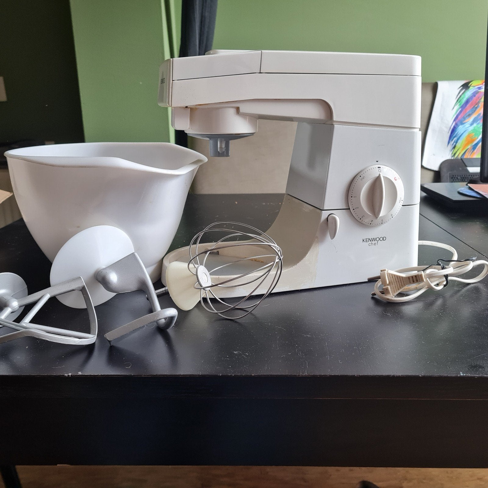 Kenwood Chef keukenmachine met accessoires, Witgoed en Apparatuur, 4 liter of meer, Ophalen, Gebruikt, 3 snelheden of meer