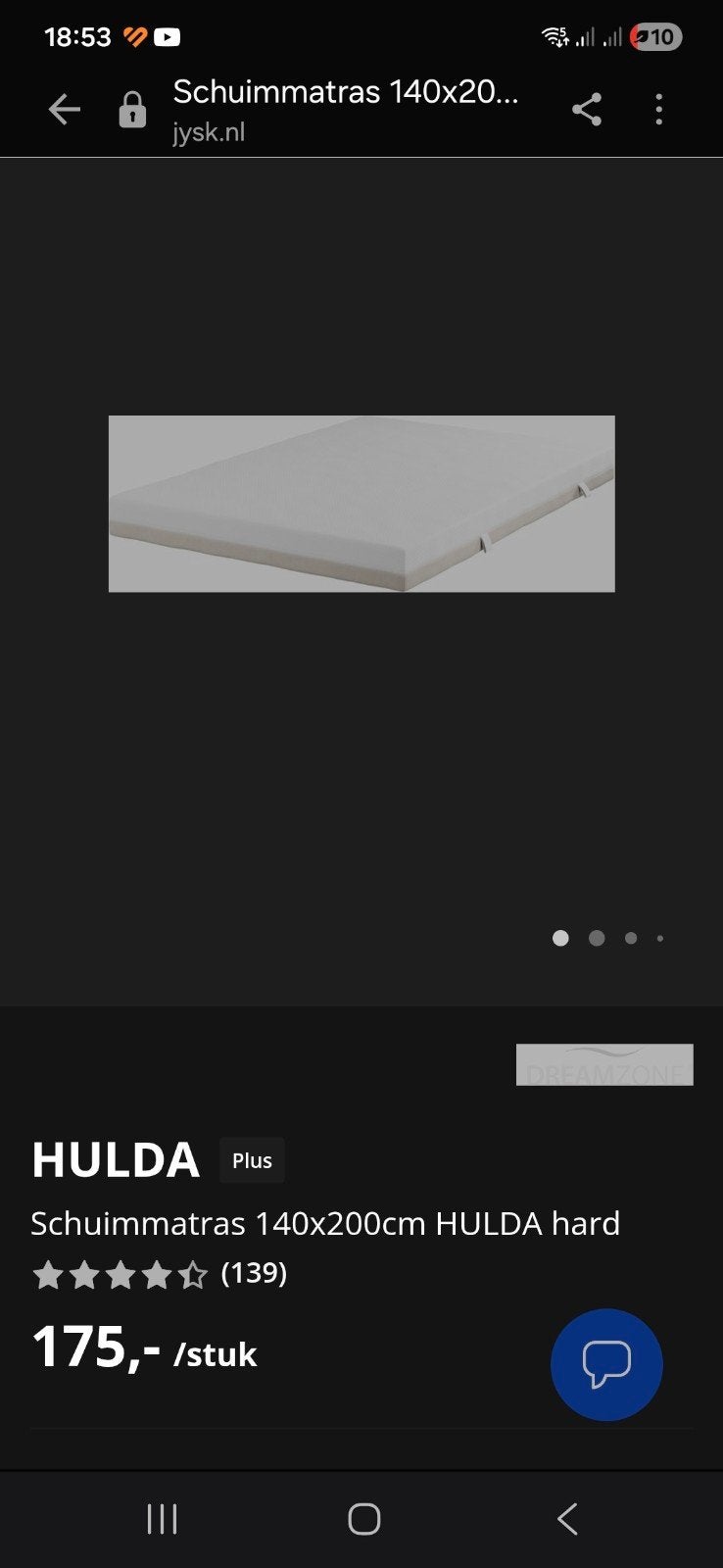 Hulda matras op maat voor Fendt Saphir (frans bed), Caravans en Kamperen, Ophalen