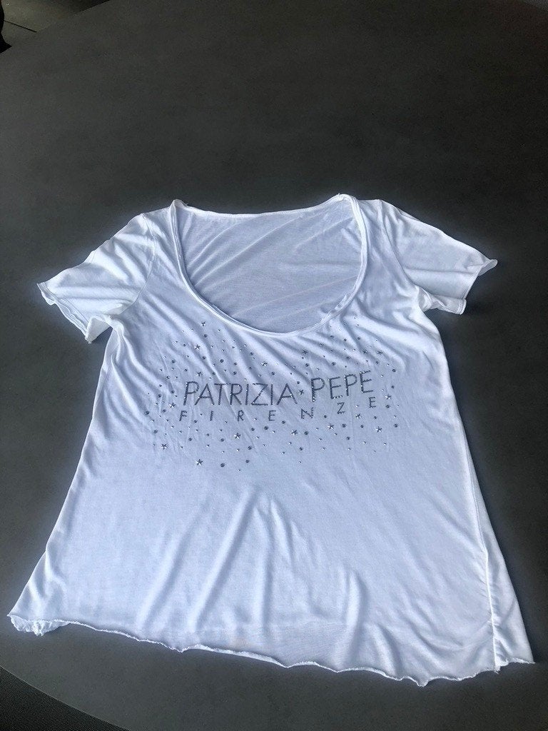 Wit katoenen Patrizia Pepe shirt, mt M, Kleding | Dames, T-shirts, Maat 38/40 (M), Wit, Ophalen of Verzenden, Zo goed als nieuw