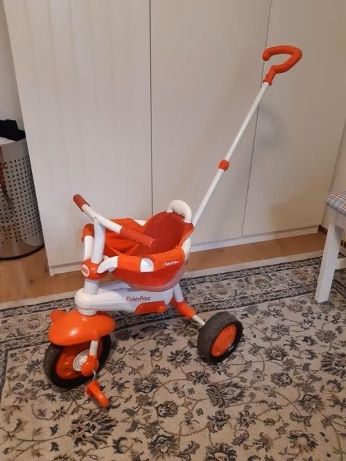 Driewieler met stuurstang van Fisher-Price, Ophalen, Zo goed als nieuw, Fisher-Price, Duwstang