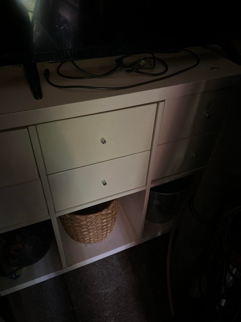 Witte Ikea Kallax kast met lades en open vakken, Ophalen, Zo goed als nieuw