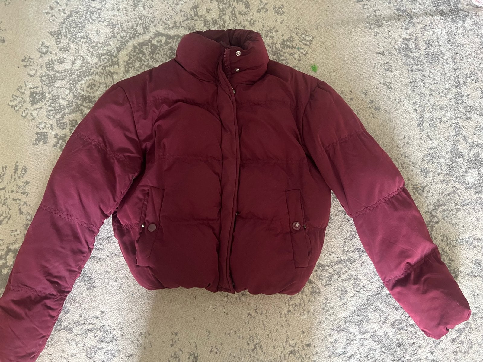 Bordeauxrode puffer jas maat XS, Ophalen of Verzenden, Zo goed als nieuw, Maat 34 (XS) of kleiner, Rood