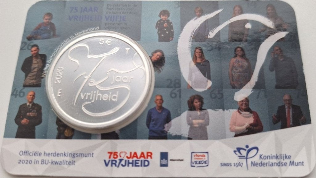 Coincard 2020 - 75 jaar Vrijheid Vijfje - BU, Verzenden, Overige landen, Overige waardes, Setje