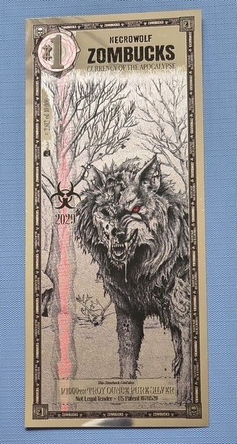 Zombucks Necrowolf Zilver biljet, Verzenden, Zilver
