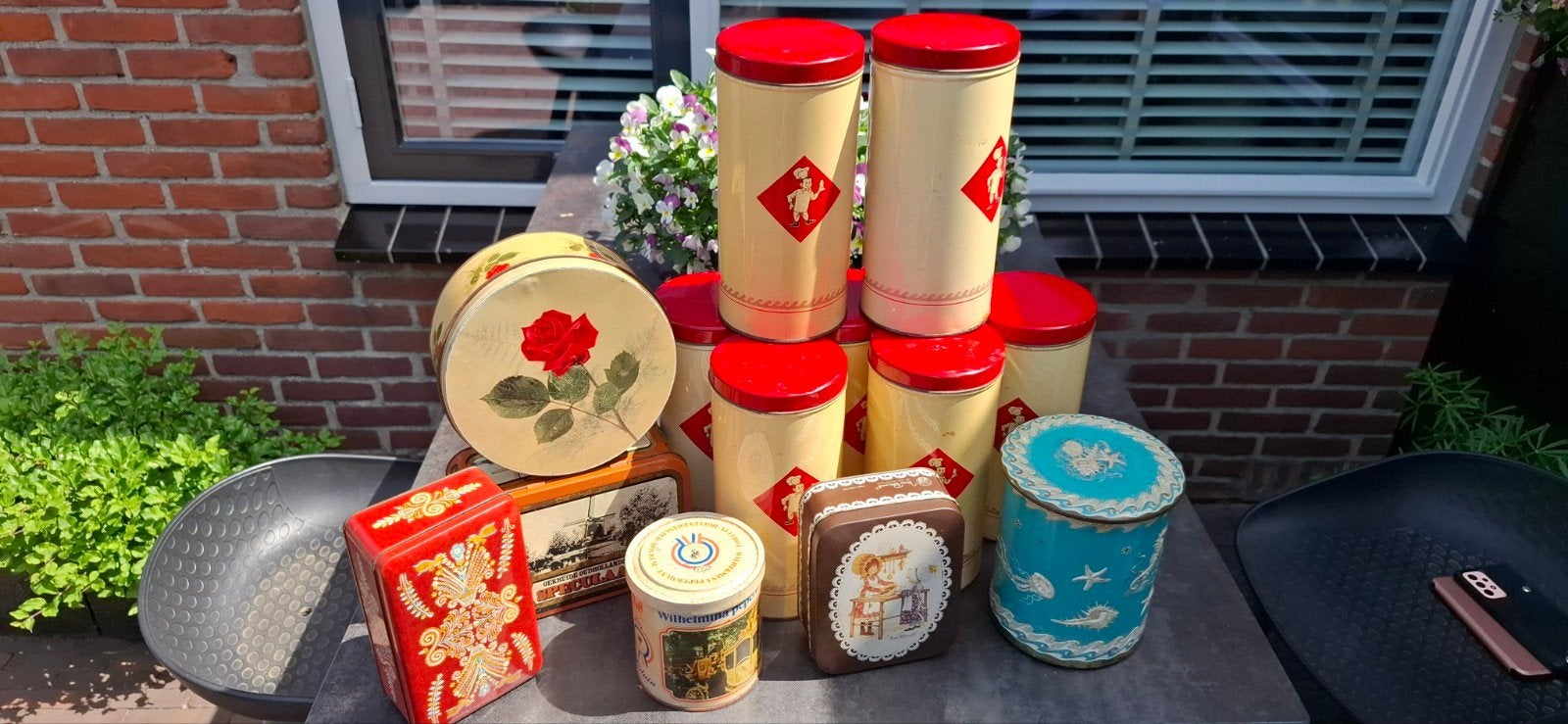 Vintage blikken trommels en bussen - Diverse ontwerpen, Ophalen