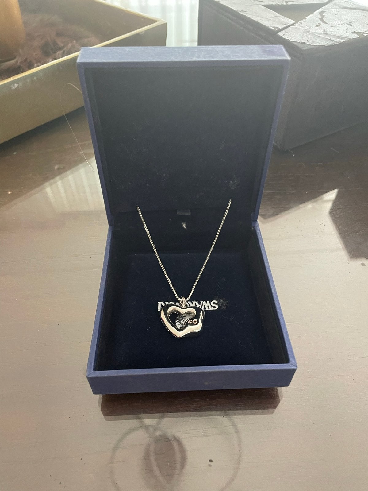 Swarovski ketting met hart hanger en kristal, Met kristal, Overige materialen, Ophalen of Verzenden, Zo goed als nieuw