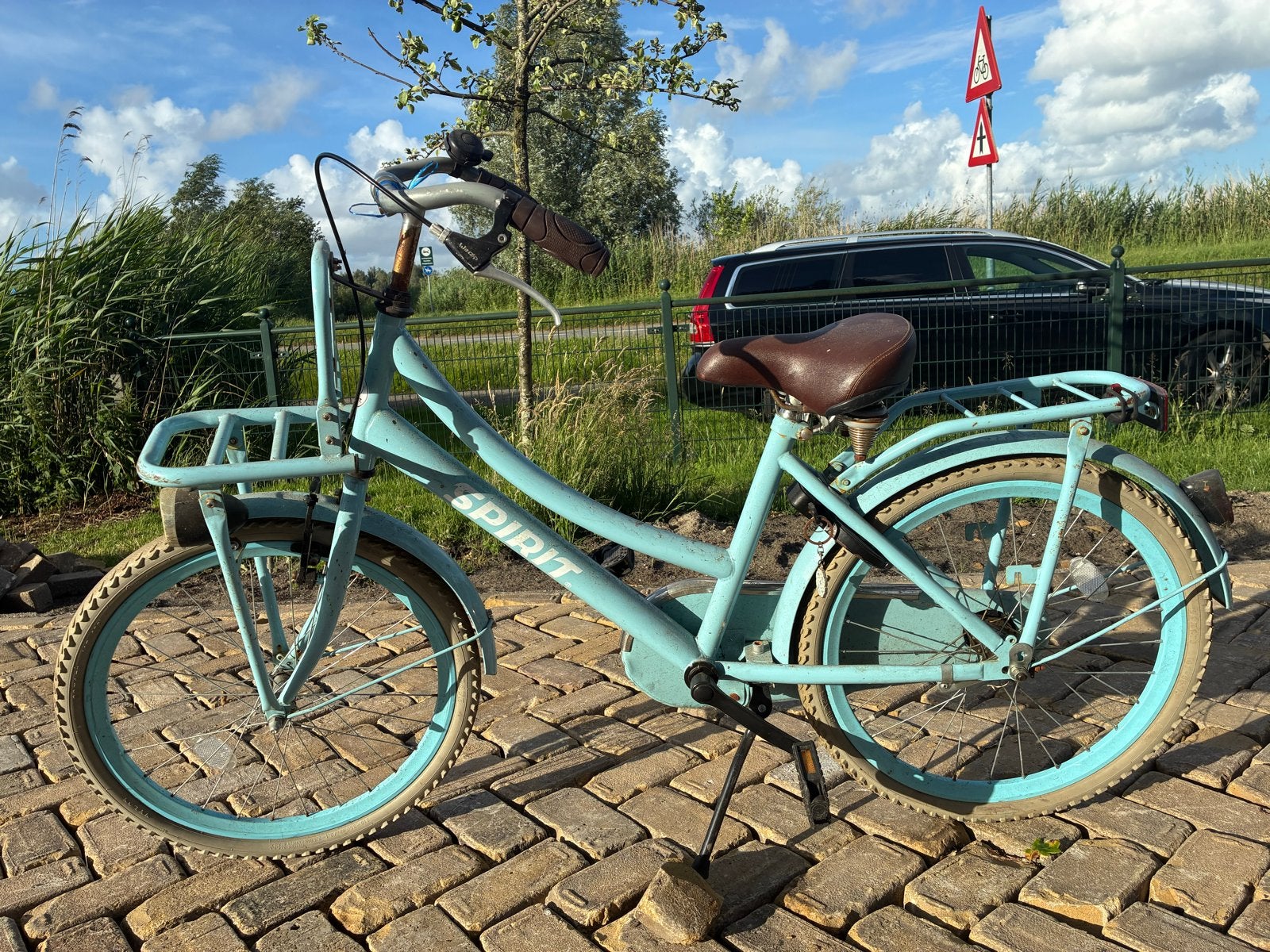 Spirit cargo 22 inch Kinderfiets - Lichtblauw - Gebruikt, Ophalen, Terugtraprem, Gebruikt, Handrem