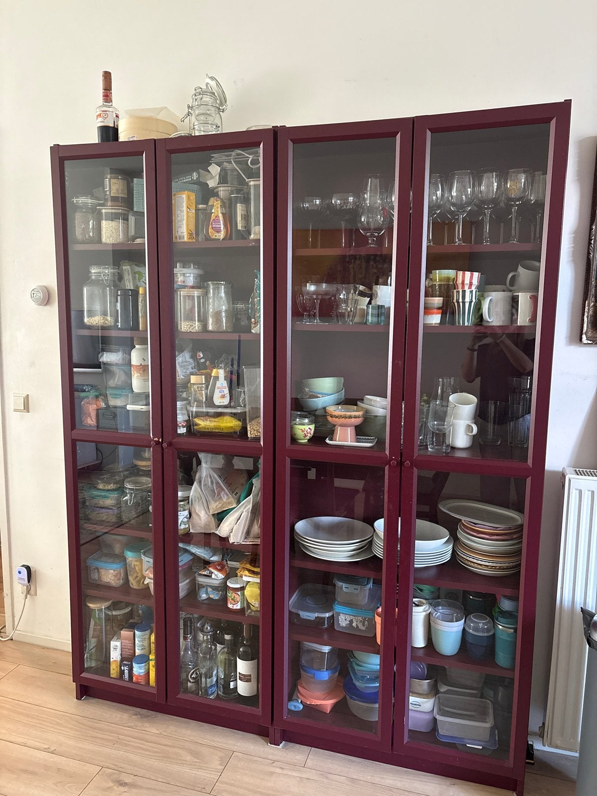 Kast 200x160x31 cm - 2 delen, bordeauxrood, Ophalen, Gebruikt, 200 cm of meer, 150 tot 200 cm