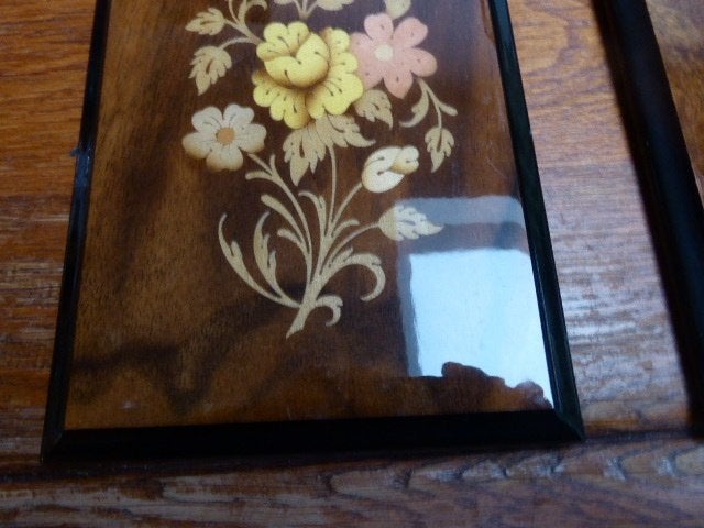 2 houten paneeltjes met intarsia afbeelding, A Cuomo  Italy, Ophalen of Verzenden