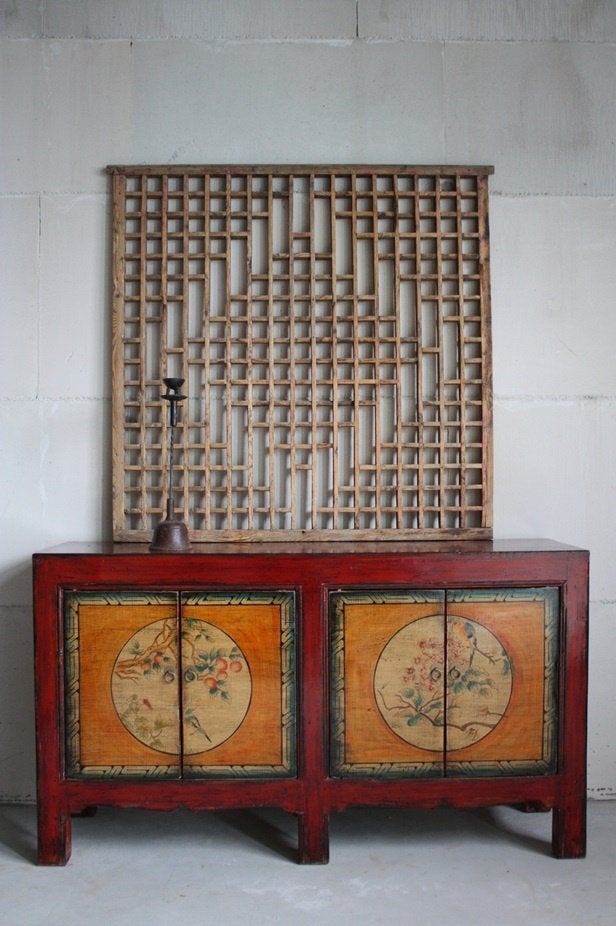 Kleurrijke Kast Chinees Dressoir Uniek Gekleurd Meubel Hout, Uniek Werelds Kleurrijk Vintage Boho Landelijk Oosters Antiek, Met deur(en)