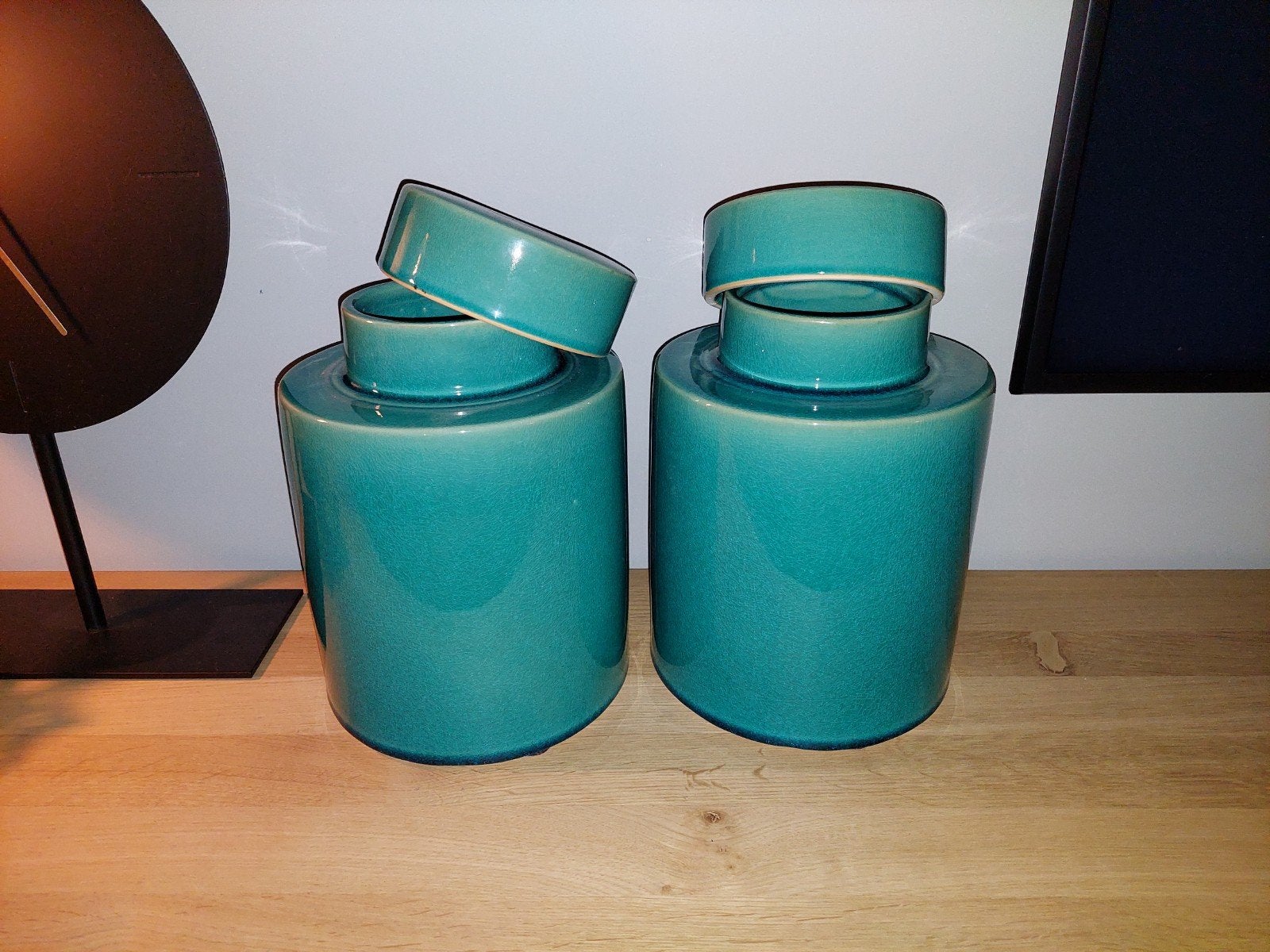 Set van 2 Riverdale groene opbergpotten, Huis en Inrichting, Ophalen