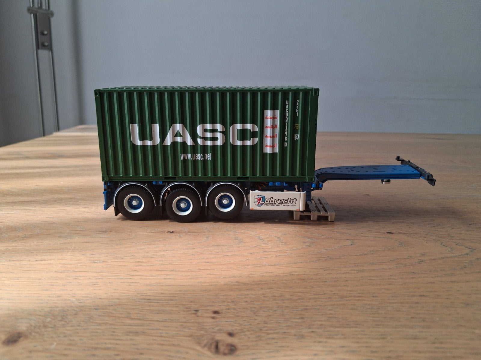 Tekno container oplegger Lubrecht Transport, Ophalen of Verzenden, Gebruikt, Bus of Vrachtwagen, Tekno