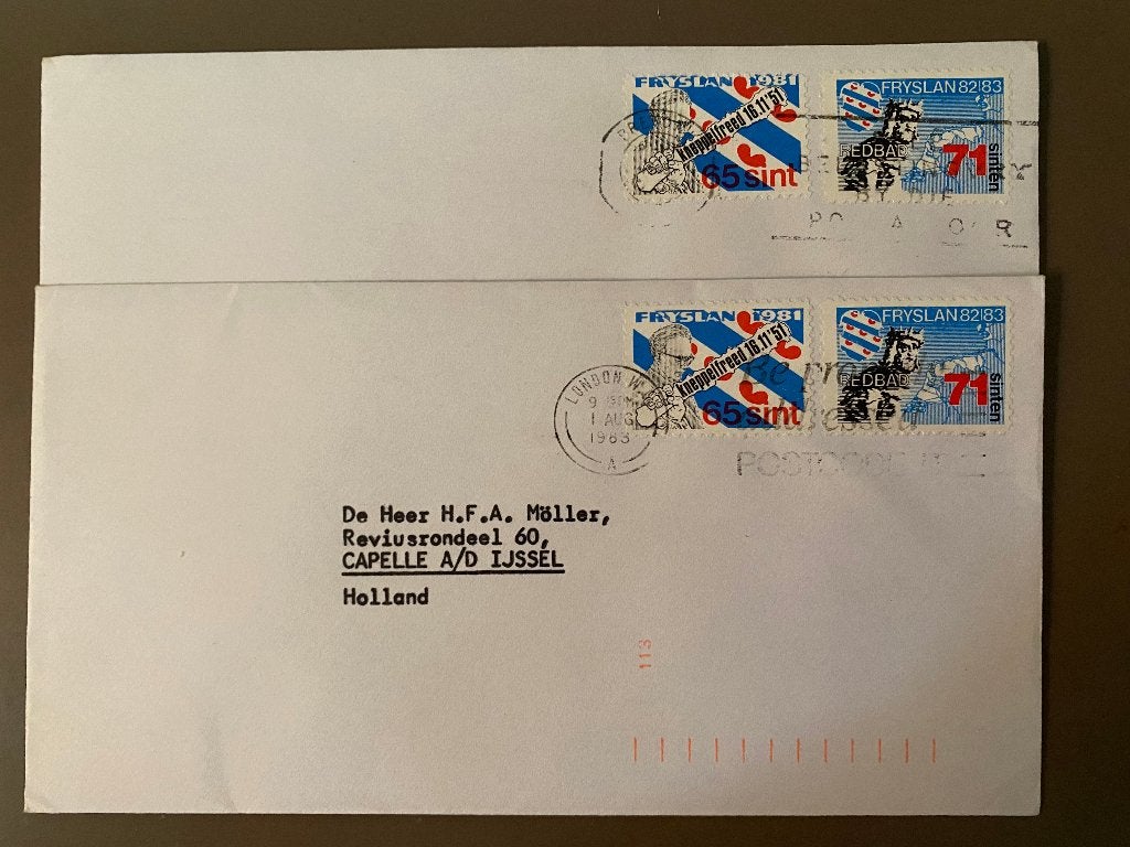 Fryslan boppe....2 enveloppen met leuke zegels....gratis, Postzegels en Munten, Verzenden, Buitenland