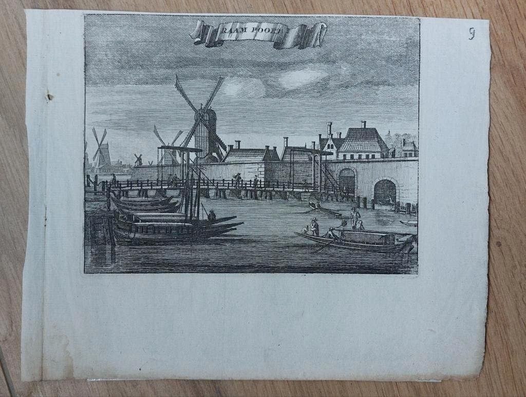 5 / Raampoort te Amsterdam - Caspar Commelin uit 1693, Stadsgezicht, 12 cm, 15 cm, 1600 - 1699