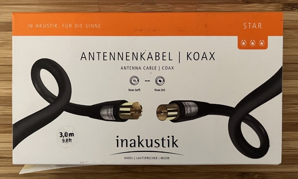 Inakustik antennekabels star serie met F-plug of coax 3m/5m, Ophalen of Verzenden, Nieuw, 2 tot 5 meter, Coaxiale kabel