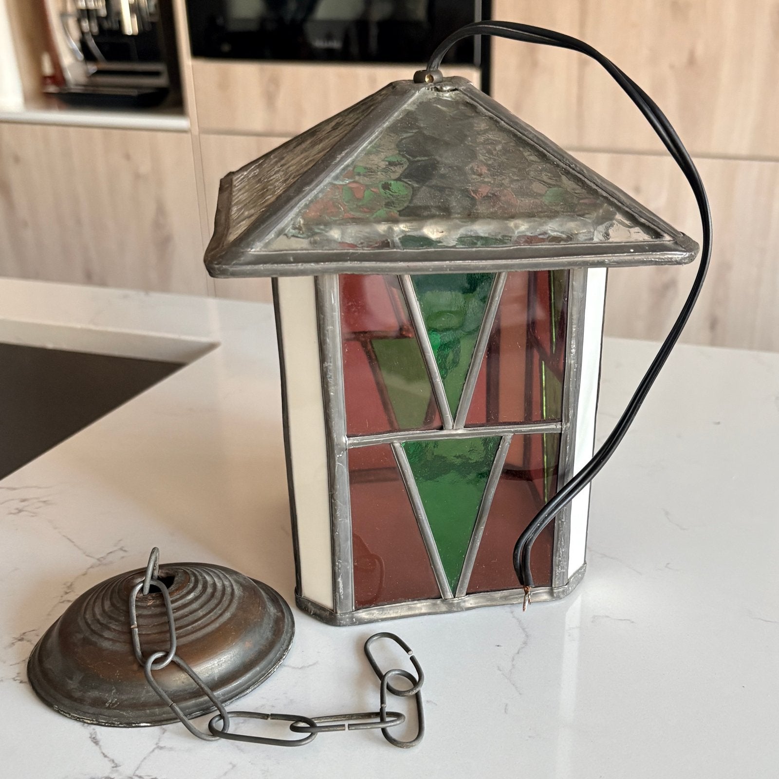 Vintage Tiffany Stijl Hanglamp - Glas in Lood, Ophalen