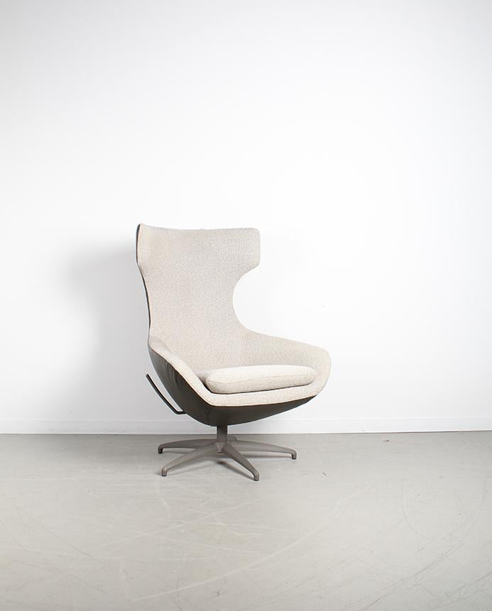 1x Leolux Caruzzo Fauteuil +Voetenbank Beige/Antraciet Stof, Huis en Inrichting, Fauteuils, Niet ingevuld, Niet ingevuld, 75 tot 100 cm