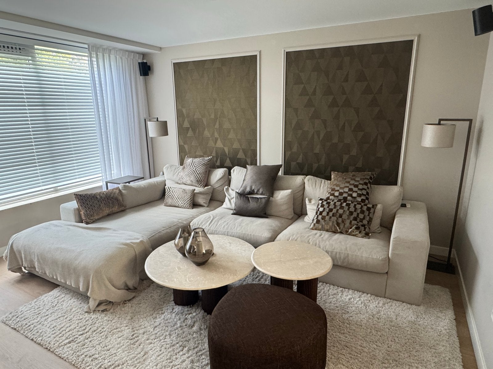 Room108 Hoekbank met lounge deel - Licht beige, Ophalen, Gebruikt, Hoekbank, 300 cm of meer