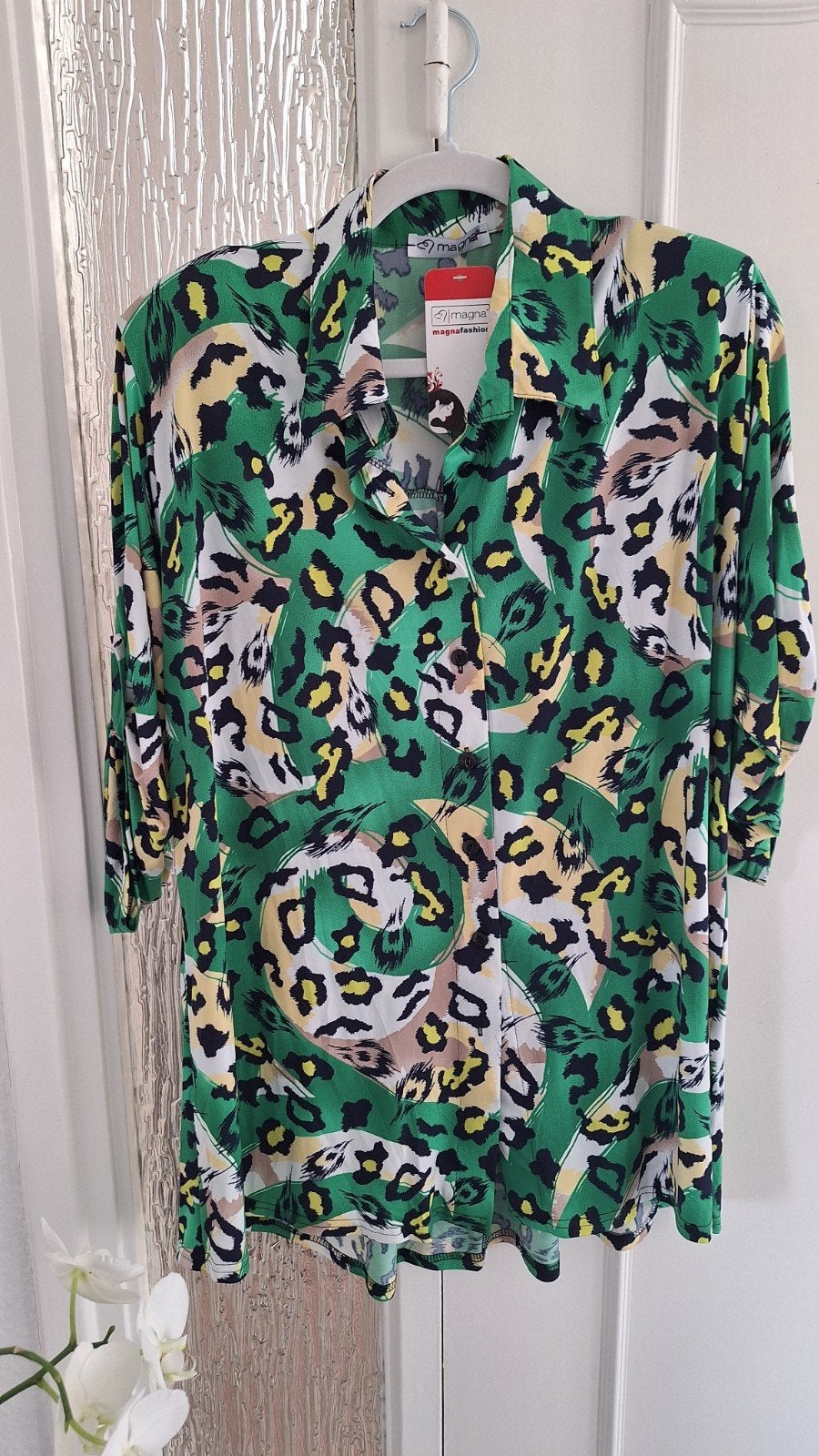 Magna Blouse Groen met Luipaardprint - Maat M, Maat 38/40 (M), Ophalen of Verzenden, Groen, Magna