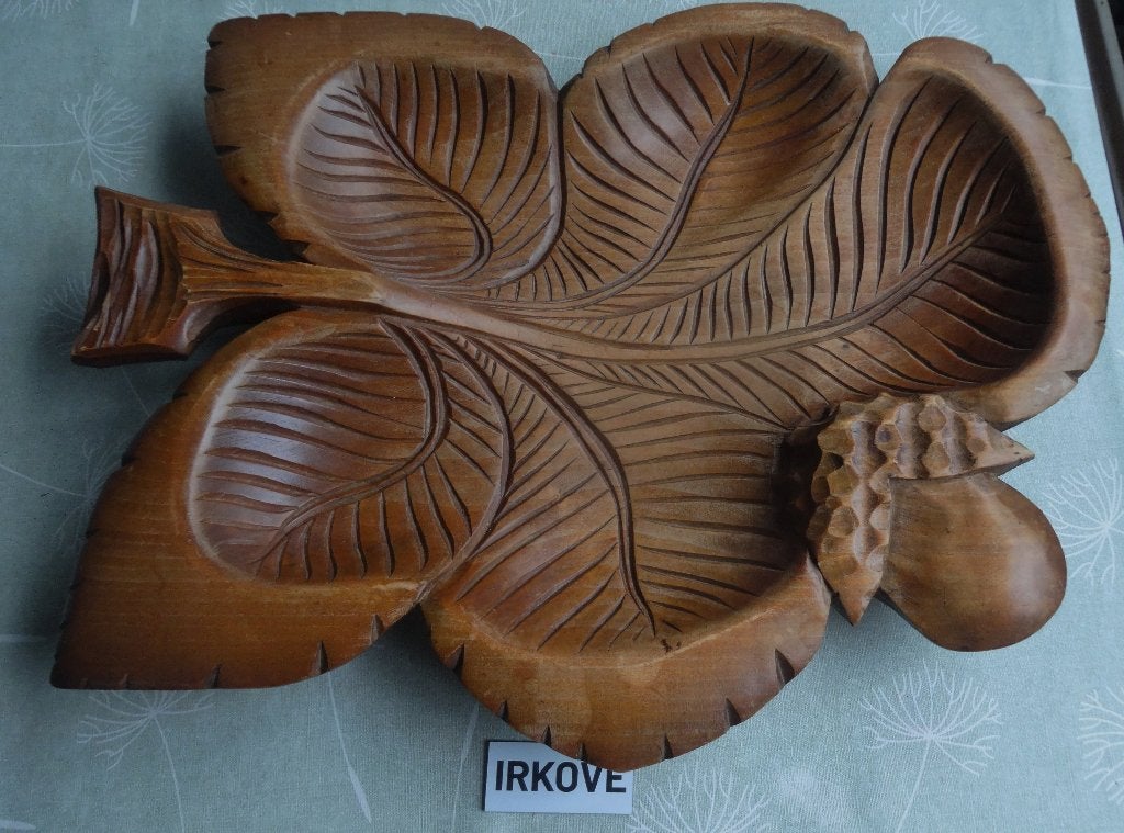 FLINKE HOUTEN SCHAAL * Eikenblad *, Huis en Inrichting, Woonaccessoires | Schalen en Manden, Schaal, Verzenden, Rond, Nieuw