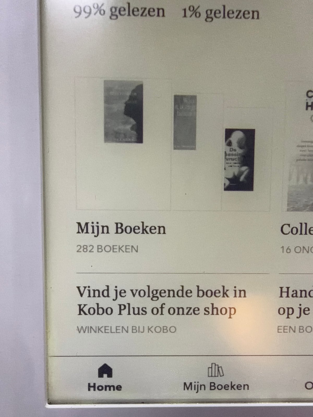 Kobo Glo e-reader met 283 boeken, A, Ophalen of Verzenden, Zo goed als nieuw, 4 GB of minder