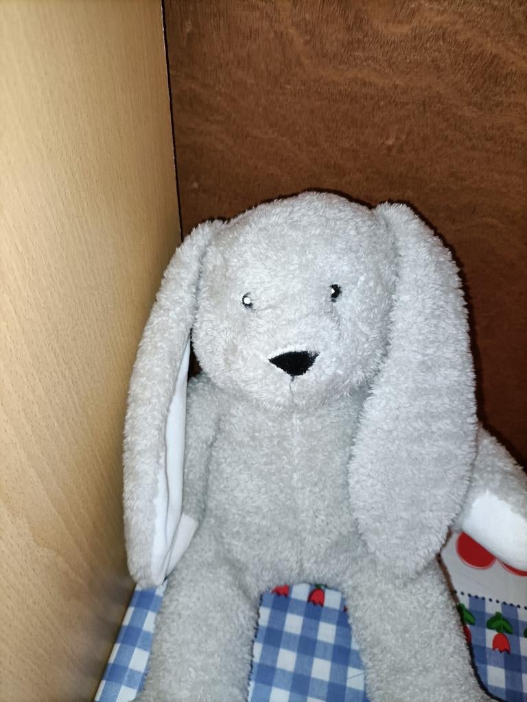 Blokker grijs konijn knuffel 36 cm groot, Ophalen of Verzenden, Zo goed als nieuw, Konijn