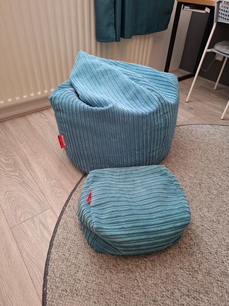 Loungepug zitzak en poef voor kinderen - ribstof blauw, Ophalen, Gebruikt, Modern, Speels, Stof