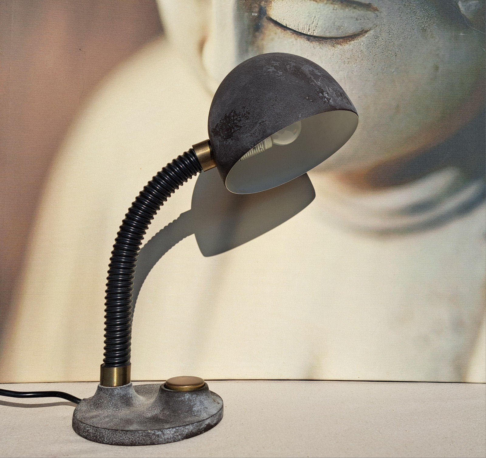 Vintage retro Design industrial Bureaulamp germany 60/ 70 j, Bureaulamp, Zo goed als nieuw, Grijs, Design