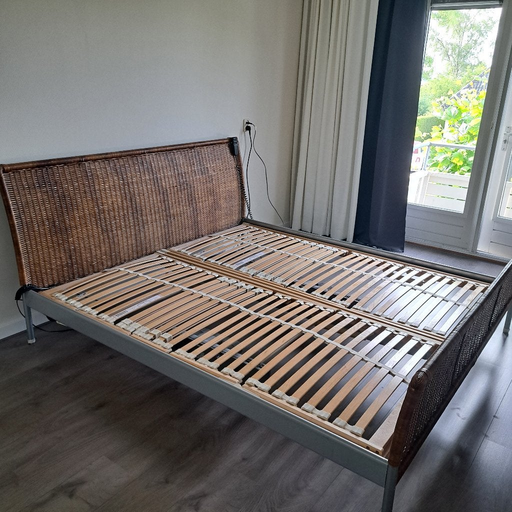 2 persoons bed, Ophalen, Gebruikt, 90 cm, Bruin