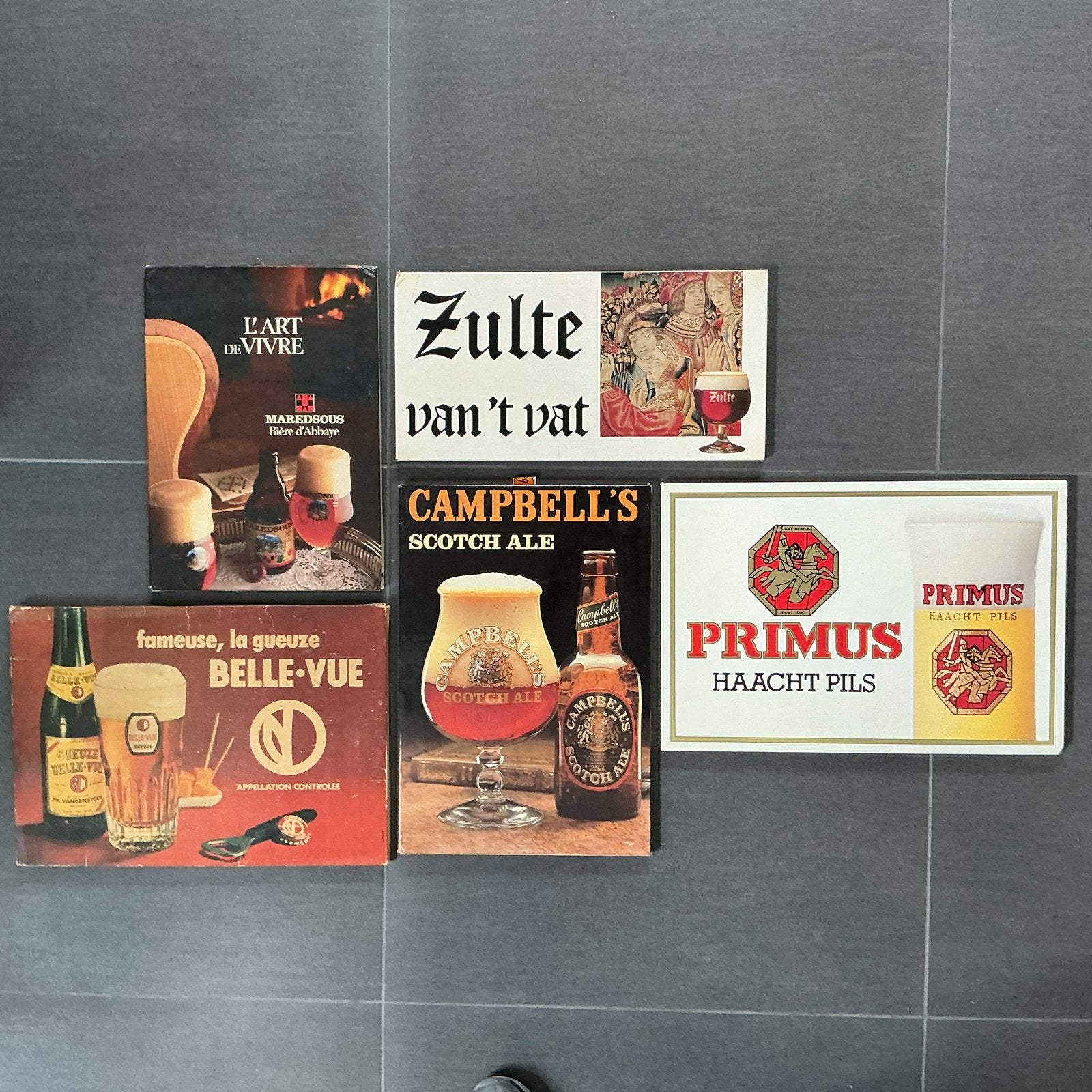 Vintage Reclameborden Bier - Belle-Vue, Primus, Campbell's, Ophalen of Verzenden, Gebruikt