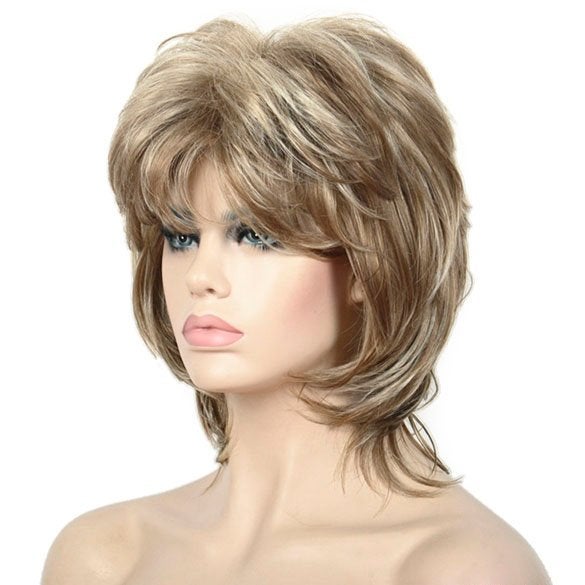 Moderne pruik kort haar in laagjes blondmix H16D613, Verzenden, Nieuw, Pruik of Haarverlenging