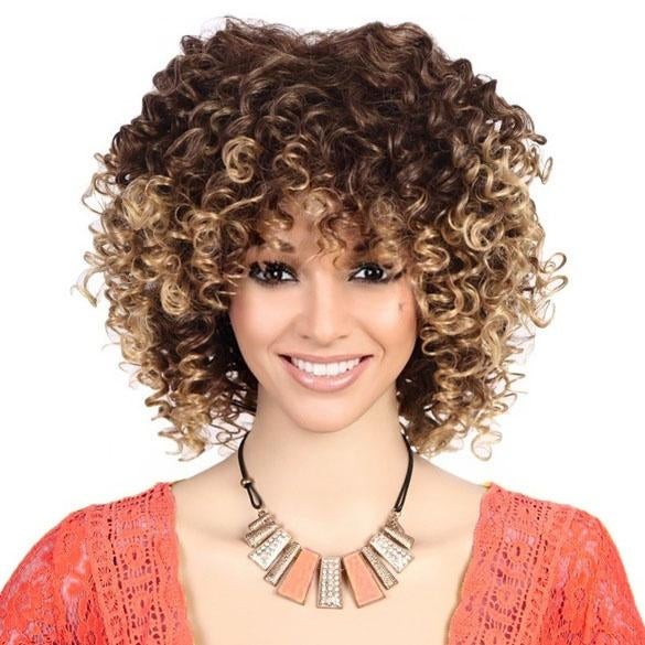 Pruik afro spiraalkrullen vol volume kleur T27-33, Verzenden, Nieuw, Pruik of Haarverlenging