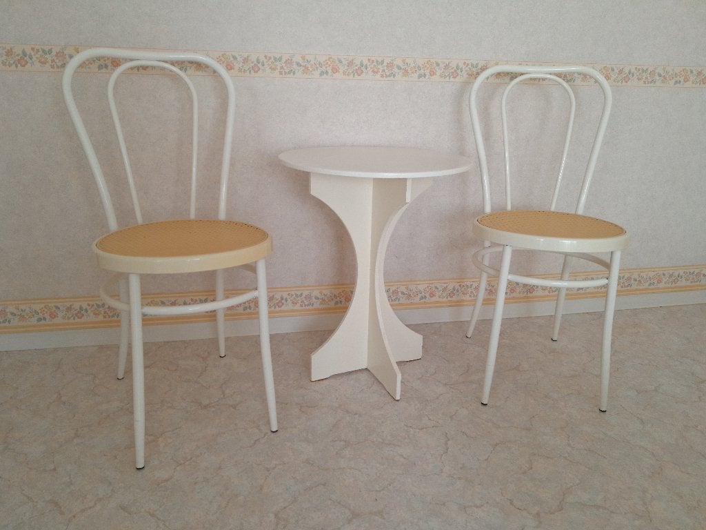 Set 2 stoelen en tafeltje, Ophalen, Gebruikt, Twee, Hout