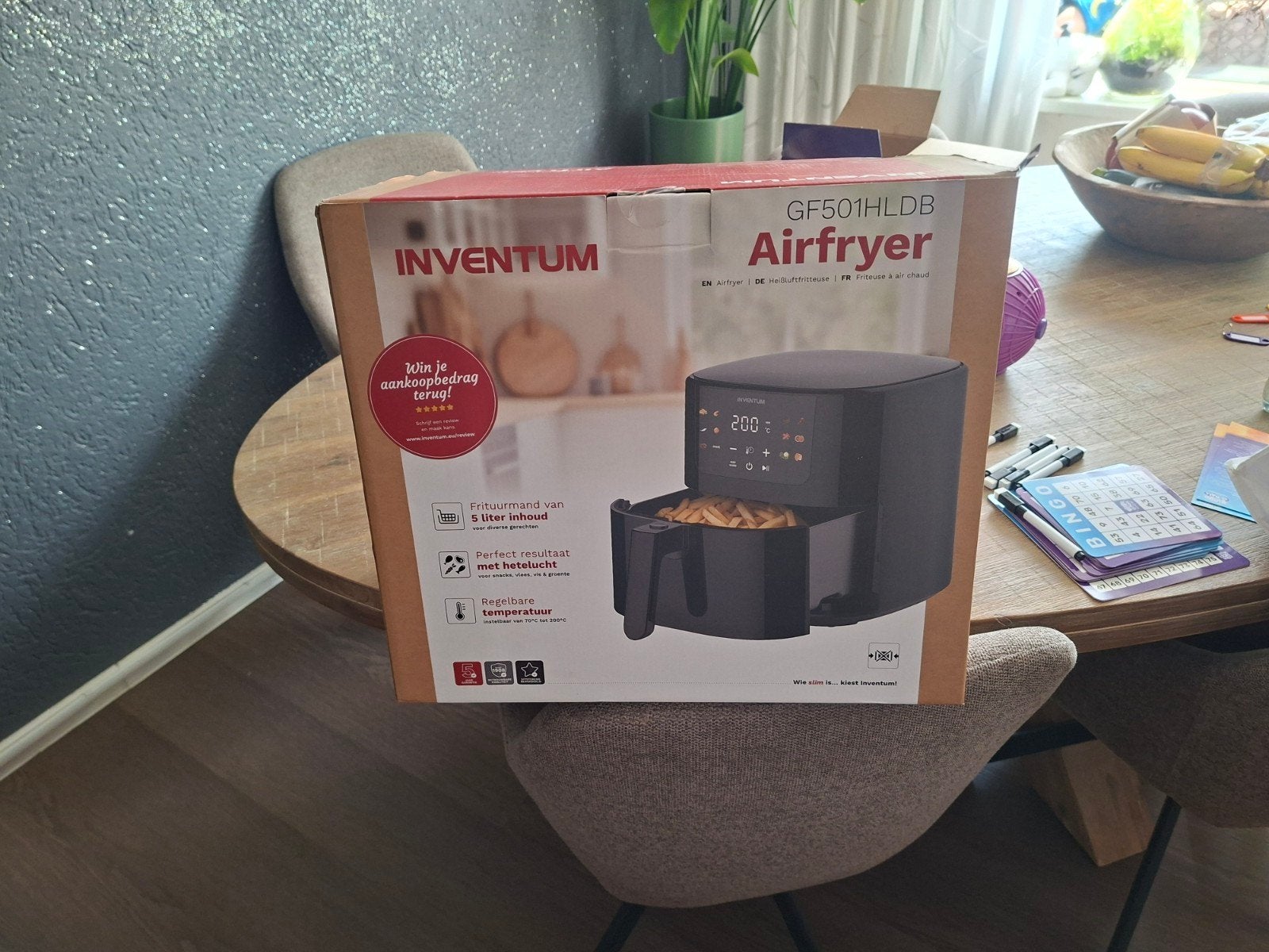 Inventum GF501HLDB Airfryer - 5 liter inhoud, Ophalen of Verzenden, Nieuw, Airfryer