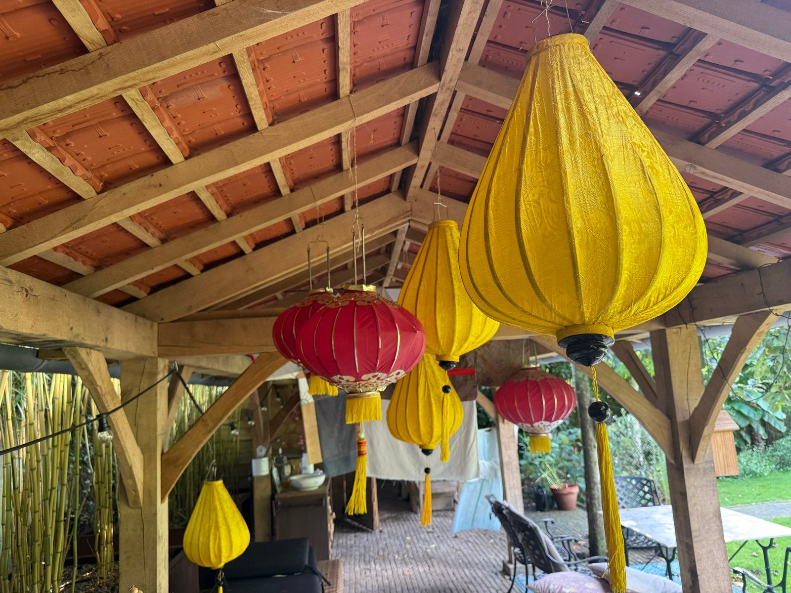 Decoratieve Chinese Lampions - Rood & Geel, Ophalen of Verzenden, Gebruikt