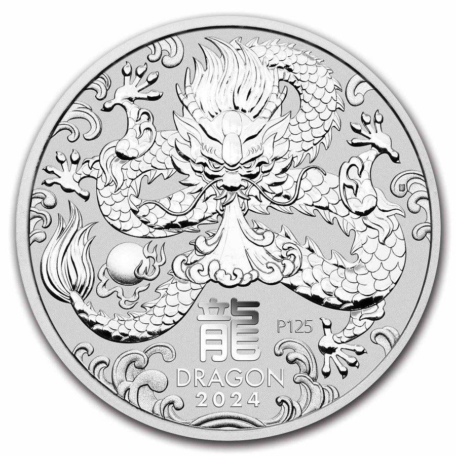 2024 Australia 1 oz Silver Lunar Dragon BU (Series III), Ophalen of Verzenden, Zilver