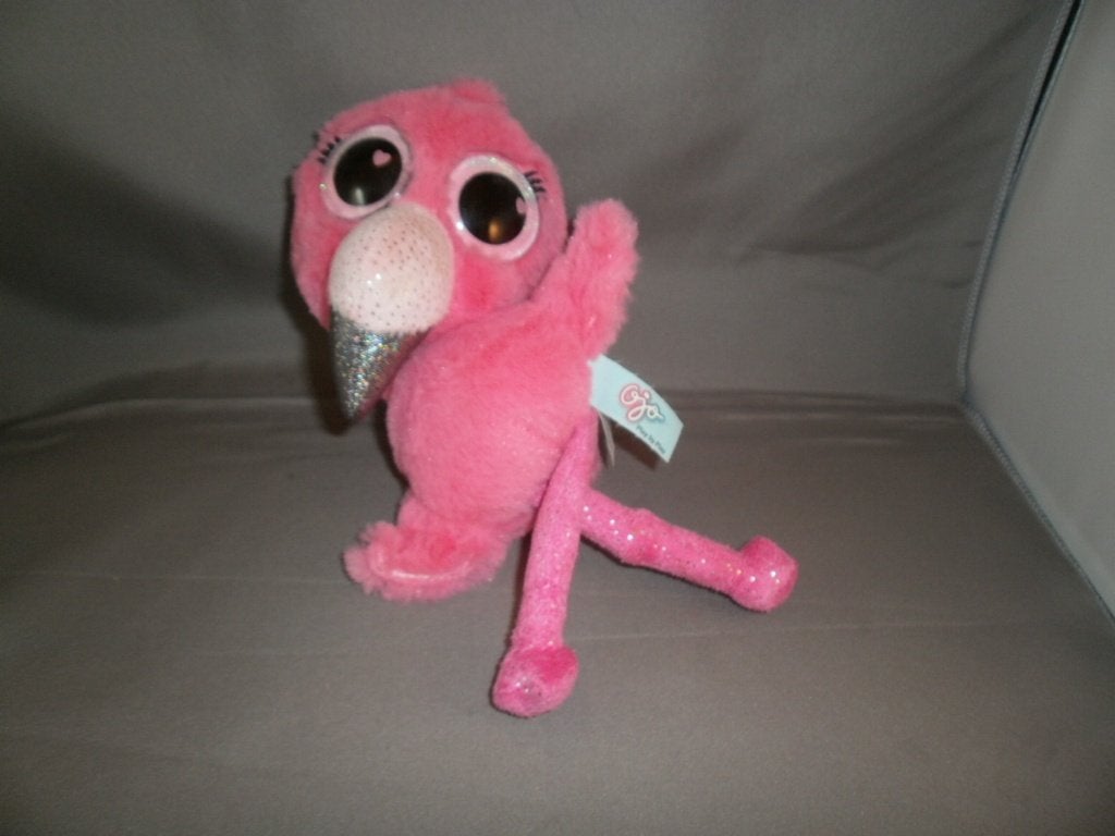 flamingo k&m toys roze/zwart met korrels in lijf 28 cm met, Overige merken, Overige typen, Wasbaar, Ophalen of Verzenden