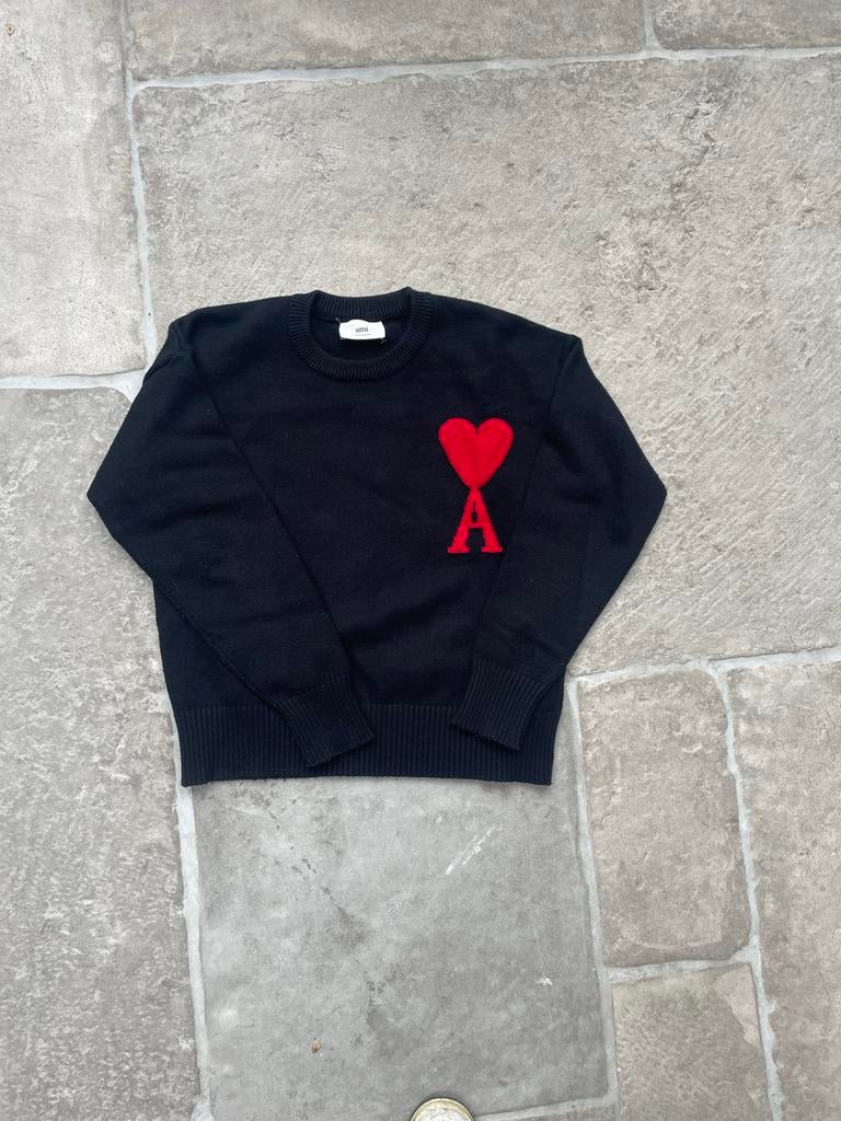Ami Paris Trui Zwart met Rood Hart Logo, Ophalen of Verzenden, Nieuw, Maat 46 (S) of kleiner, Zwart