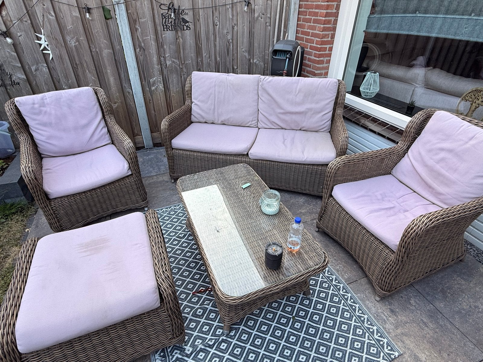 Wicker tuinset gebruikt, Ophalen, 4 zitplaatsen, Wicker, Tuinset